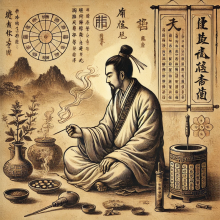 an ancient Chinese drawing depicting Moxibustion Harnessing the Power of Herbs for Healing